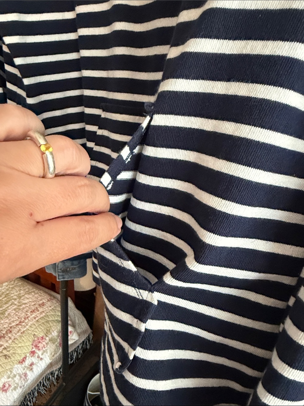 J. Crew Navy and White Striped Funnel-Neck Pullover - Picture 4 of 7